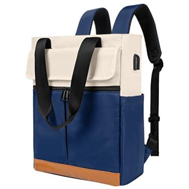 Imagem de Mochila CYUREAY feminina conversível de trabalho para notebook, computador, com porta de carregamento USB, Azul clássico
