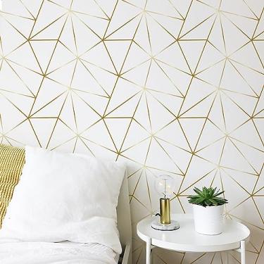 Imagem de Papel De Parede Adesivo Zara Gold Branco Quarto Sala Rolo 1m