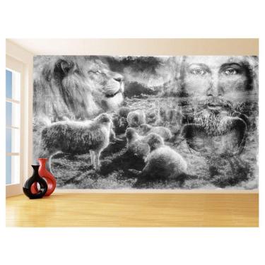 Imagem de Papel De Parede 3D Religioso Jesus Rebanho Ovelha 3,5M Rl86