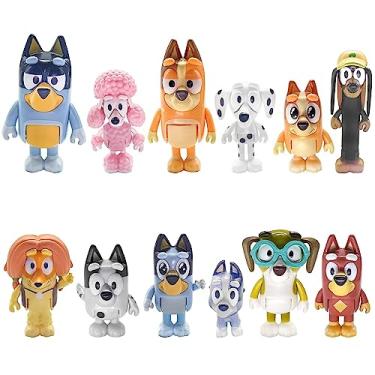 Imagem de 12 Pcs Bluey Toys Family and Friends 2.5 inch Bluey Action Figure Set 12 Pcs Collectable Toy Includes Bingo, Bandit (Dad), Chilli (Mum), Coco, Snickers, Rusty and Muffin etc LYH-B1