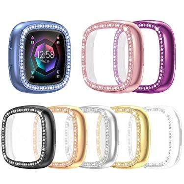 Imagem de RICHONE Pacote com 8 capas protetoras de tela compatíveis com Fitbit Versa 4 e Sense 2 (2022), acessórios para smartwatch com amortecedor de TPU macio (8 cores, Versa 4 e Sense 2)