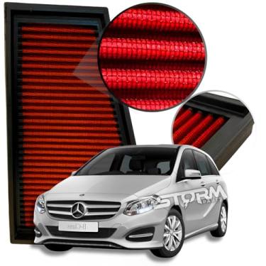Imagem de Filtro de Ar Esportivo Compatível com Mercedes Benz B200 Motor 2.0 Cgi Turbo Ano 2012 A 2018 7G-DCT Van Suv Lavável Remap Stage Potencia Novo Premium