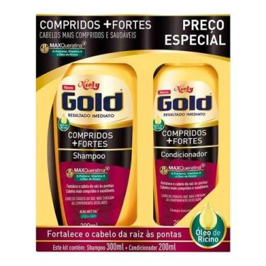 Imagem de Kit Shampoo 300ml + Condicionador 200ml Niely Gold Compridos + Fortes