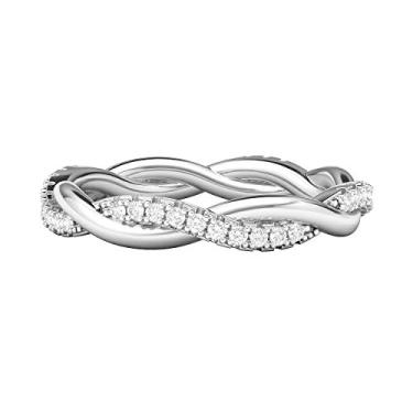 Imagem de THELANDA Anel de prata esterlina Petite Twist Full Eternity Anel Simulado Diamante ou Moissanite Interwind Aliança de Casamento Combinando, Prata Prata esterlina Prata Prata esterlina Moissanite