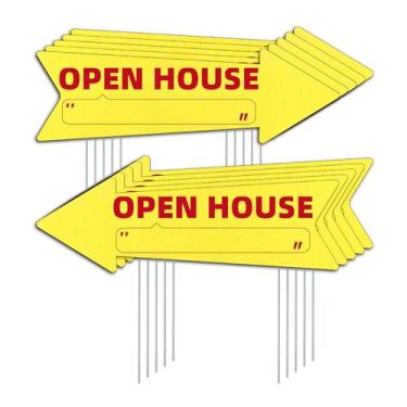 Imagem de Sinais Open House Yellow Arrow Yard com estacas - 40,6 x 12,7 cm dupla face, placas de imóveis, placas de setas direcionais de venda de propriedade, à prova de clima (10)