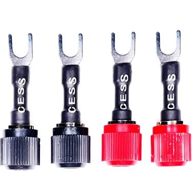 Imagem de CESS-125S Plugue de forquilha espadas para torcer poste de encadernação / soquete fêmea banana terminal de plugues Y, pacote com 4 (garfo pequeno)