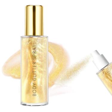 Imagem de WALULAN Spray de glitter corporal, gel de glitter facial de secagem rápida, brilho corporal pintado para maquiagem de palco para rosto, pescoço e ombro e brilho corporal