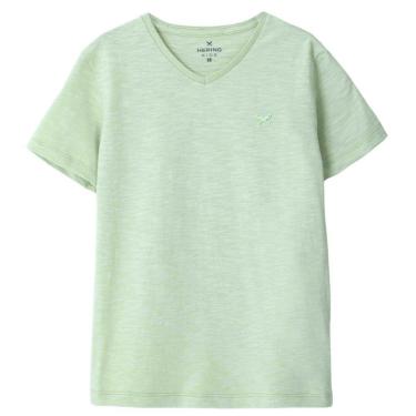 Imagem de Camiseta Hering Básica Flamê Gola V Verde Claro Infantil Menino-Masculino