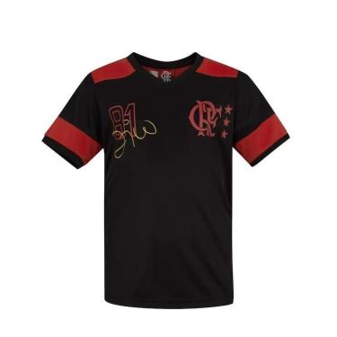Imagem de Camiseta Braziline Flamengo Zico Retrô Infantil - Preto-Unissex