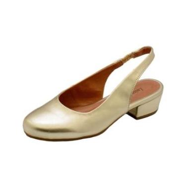 Imagem de Sandália Salto Baixo Grosso 3cm Luiza Sobreira Dourada-Feminino