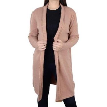 Imagem de Blusa Feminina Facinelli By Mooncity Cardigan Longo Tricot Marrom Camel - 651005-Feminino