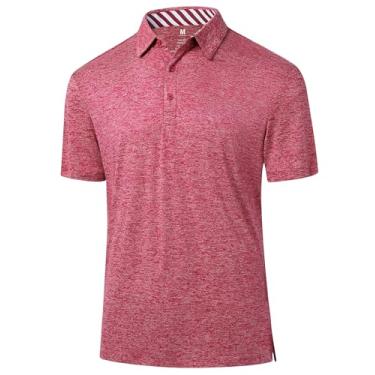 Imagem de Camisetas masculinas de desempenho polo de golfe: camisa de manga curta elástica com absorção de umidade de secagem rápida atlética sem rugas tops de verão, Vermelho, XXG