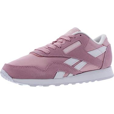 Imagem de Reebok Tênis feminino clássico de nylon, Rosa/branco/branco clássico, 5