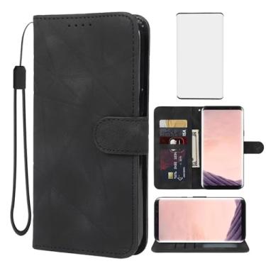 Imagem de Wanyuexes Capa carteira para Galaxy S8 Plus, Samsung S8+ SM-G955U com protetor de tela de vidro temperado, capa de celular flip de couro com suporte para cartão de crédito para Samsung Galaxy S8 Plus