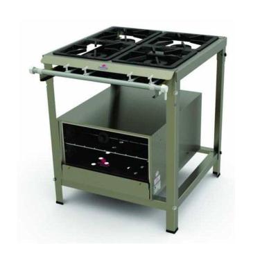 Imagem de Fogão Inox 4 Queimadores ( 2 Bocas Simples e 2 Bocas Duplas) c/  Registro p/ Forno  PMI-402N -  Progás.