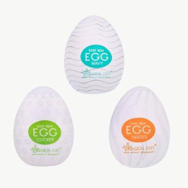 Imagem de Kit Masturbador Triplo Ovo Flexível, Estimulador Sexual, Wavy, Clicker, Twister