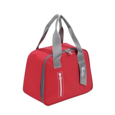 Imagem de Bolsa Sacola Térmica Lancheira Com Alça Para Marmita Fitness Reutilizável Impermeável Viagem Academia Trabalho Feminina Masculina (Vermelho)