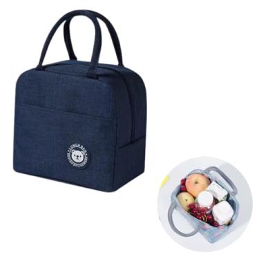 Imagem de Bolsa Sacola Térmica Lancheira Com Alça Marmita Reutilizável Impermeável Viagem Academia Passeios Trabalho Feminina Masculina (Azul term)