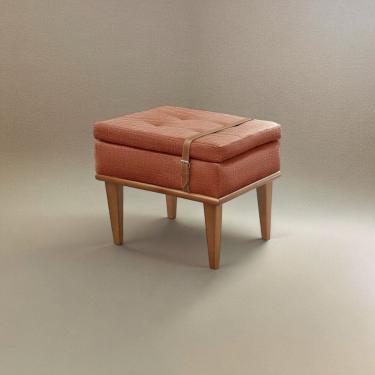 Imagem de Puff Banqueta Madeira Maciça Londres Luxo Terracota