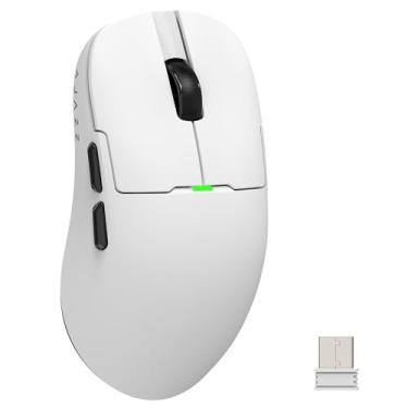 Imagem de AJAZZ AJ159 SUPERLIGHT Mouse de Jogo Sem Fio, Ultra-Leve 56g, Sensor Pixart PAW3395, Até 26000 DPI, Taxa de Polling de 1K, 2.4Ghz/Cabo, 6 Botões Programáveis, para PC/MAC (Branco)