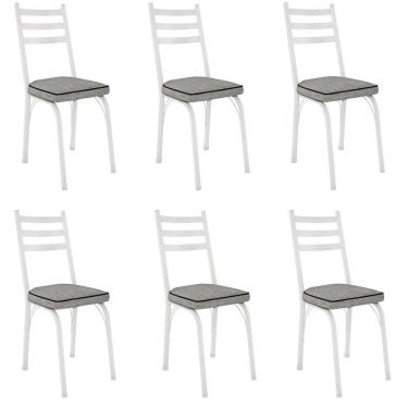 Imagem de Kit 6 Cadeiras Para Cozinha Tubular D-13 Nara De Aço Branco-grafiato