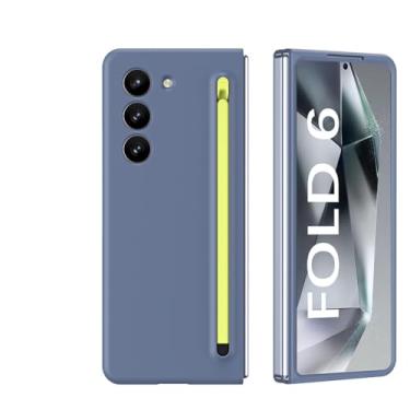 Imagem de Para Samsung Galaxy Fold 6 5G Capa com caneta Stylus colorida Capa ultrafina para slot de caneta para Z Fold4 Fold3 Fold5 Shell, azul com caneta verde, para Samsung Z Fold 6
