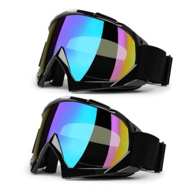 Imagem de XYOP Óculos de motocross para motos para quadriciclo, 2 unidades, óculos de motocross para adultos, homens, mulheres, jovens, crianças, capacete, óculos UTV, óculos off-road UV400, antiembaçamento, à prova de vento, lentes coloridas