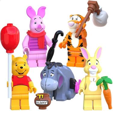 Imagem de Kit 5 Bonecos Ursinho Pooh Tigrao Leitao Abel Bisonho Blocos De Montar
