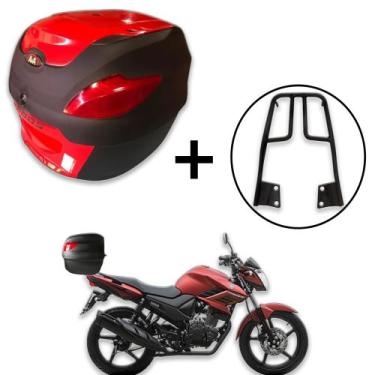Imagem de Baú 41 Litros Awa Proos + Bagageiro  Fazer 150 2014+, Vermelho
