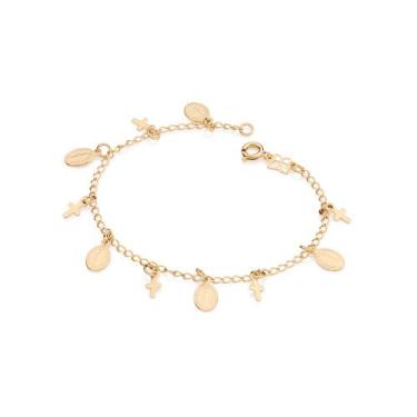 Imagem de Pulseira banhado ouro 3x 24k 18k e 22k feminina com pingentes berloque