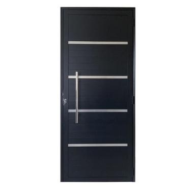 Imagem de Porta de Alumínio Lambril Preto Com Puxador e Friso Linha 25 - DC, Dir