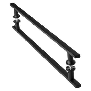 Imagem de Puxador De Porta Preto Inox Vidro Pivotante 60cm M.S - MetalCromo