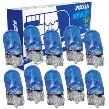 Imagem de Lampada Comum T10 Pingão Azul 12v 5w Shocklight Caixa Com 10