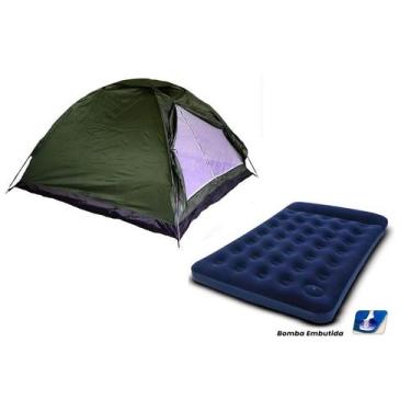 Imagem de Barraca Camping 4 Pessoas + Colchão Casal C/ Bomba Infladora - OMEGA