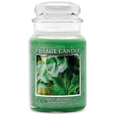Imagem de Village Candle Vela perfumada de boticário de vidro grande de menta de eucalipto, 600 g, verde