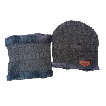 Imagem de Touca Gorro + Cachecol Unissex Com Forrada Lã Para Frio Inverno - IDEA