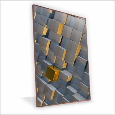 Imagem de Quadro Cubos Canvas Sem Vidro - Center Molduras, 60x40 Filete, Madeira