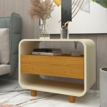 Imagem de Mesa de Cabeceira 1 Gaveta Innova Gelius, Off White/Naturale