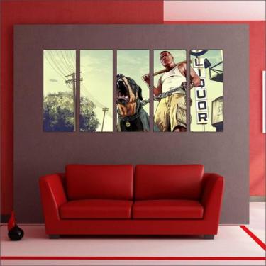 Imagem de Quadro Decorativo Game GTA Jogos Mosaico Com 5 Peças GG1 - Vital