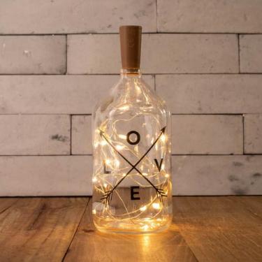 Imagem de Garrafa Vidro Luminária Decoração Frases Com Rolha Led - Maryland Deco