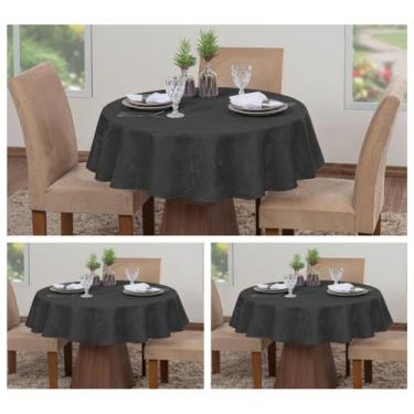 Imagem de Kit 3 Toalhas De Mesa Luxo Redonda 4 Lugares Sala Jantar Jacquard - Lu