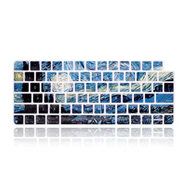 Imagem de MMDW Capa protetora de silicone para iMac 2021 Teclado mágico de 61.0 cm com Touch ID (modelo: A2449, lançado em 2021) e teclado mágico sem fio (modelo: A2450, lançado em 2021), Van Gogh Starry Sky