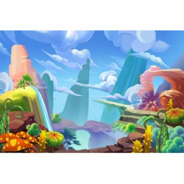 Imagem de Painel de Lona Floresta e Cachoeira Cartoon - 100x070cm - Fabrika de F