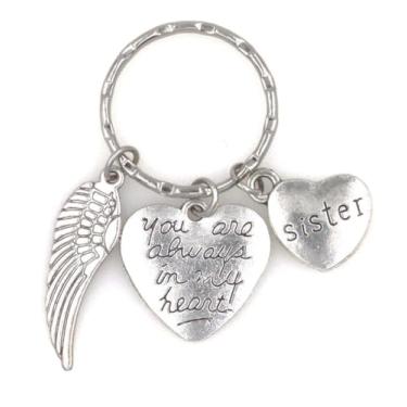 Imagem de Chaveiro You Are Always In My Heart Angel Wing Lembrança Luto Memorial Perda de Amado para Irmãos Irmão ou Irmã 107M