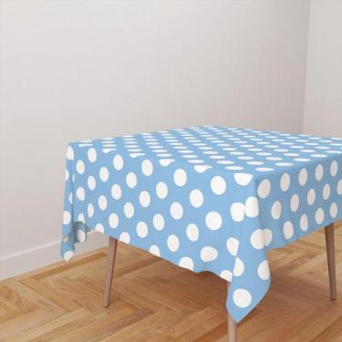 Imagem de Toalha De Mesa Quadrada 4 Lugares Tecido Oxford Poá Azul Claro TL208 -