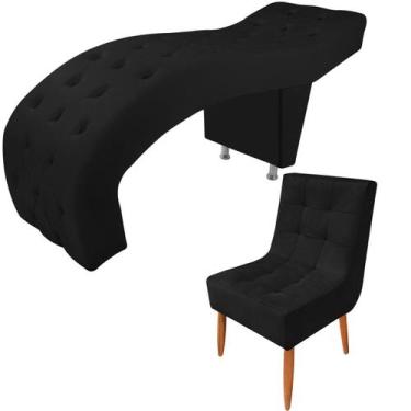 Imagem de Maca Para Estética Luxo com Cadeira Poltrona Veludo Preto - Sard