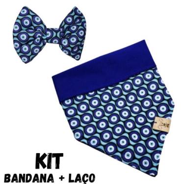 Imagem de Conjunto de Bandana e Laço Animaliê estampa Olho Grego TAMANHO GG