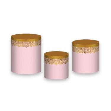 Imagem de Trio De Capa Cilindro  - Realeza Arabesco Rosa Candy 020 - Via Cores