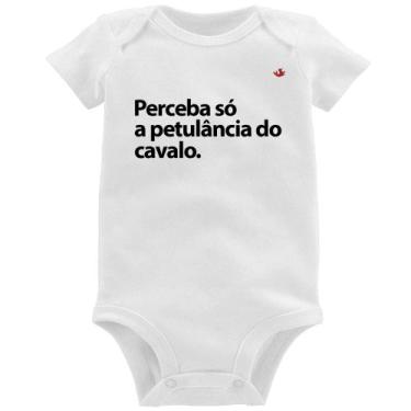 Imagem de Body Bebê Perceba só a petulância do cavalo - Foca na Moda, Branco, G