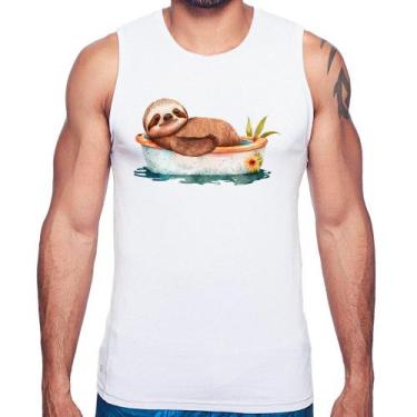 Imagem de Regata Ursinho Panda Relaxando Na Piscina - Foca na Moda, Branco, P